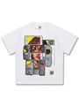 T-shirt bianca in cotone pesante con stampa grafica anime vintage di telefoni Y2K - S / Tops / Bianco