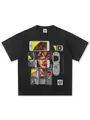 T-shirt pesante in cotone nero con stampa illustrativa della tecnologia retrò Y2K - S / Tops / Nero