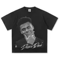 Camiseta negra con gráfico de retrato y nombre del deportista Désiré Doué. - S / Tops / Negro (FZ01F13162)