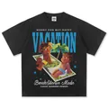 Schwarzes Baumwoll-T-Shirt mit amerikanischem Vintage-Urlaubs-Grafikprint in 2XL - S / Tops / Schwarz