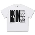 Schweres weißes Baumwoll-T-Shirt im Streetstyle mit Risen Jesus Grafikaufdruck - S / Tops / Weiß