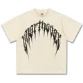 Schweres 300g Baumwoll-T-Shirt im American Street Style mit schwarzem Dornen-Grafikdruck in Creme - Creme / S