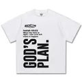 Weißes schweres T-Shirt aus Baumwolle mit God's Plan Grafikdruck im Streetwear-Stil - S / Tops / Weiß