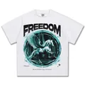Premium weißes T-Shirt aus schwerer Baumwolle für Herren mit blaugrünem Pegasus-Druck - S / Tops / Weiß