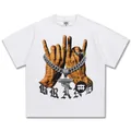 Vintage American Street Style schweres weißes Baumwoll-T-Shirt mit Handdruck - S / Tops / Weiß