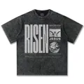 Heavyweight Baumwolle Acid Wash T-Shirt mit 'Risen Jesus' Grafikdruck im Streetstyle - S / Tops / Gewaschenes Schwarz