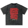 Streetwear-T-Shirt aus Baumwolle, schwarz gewaschen, mit einzigartigem 3D-Grafikdesign in Rot - S / Tops / Gewaschenes Schwarz