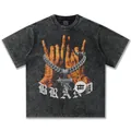 Vintage T-Shirt aus gewaschener Baumwolle mit Street-Gesten- und Uzi-Grafikdruck - S / Tops / Gewaschenes Schwarz