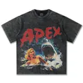 Vintage-T-Shirt in säuregewaschenem Anthrazit mit klassischem Hai-Apex-Grafikdruck - S / Tops / Gewaschenes Schwarz