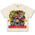 Schweres cremefarbenes Baumwoll-T-Shirt mit Vintage-Hip-Hop-Comic-Grafikdruck - Creme / S