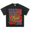 T-shirt vintage 1992 Rose Bowl Game in cotone lavato nero con stampa floreale - S / Tops / Nero