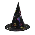 Dettaglio del cappello da strega in tessuto Oxford nero con stampe di Halloween. - Taglia unica / Stile Stampato Multicolore