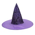 Purple wizard hat with black bat and swirl patterns for Halloween costume accessory - One Size / Purple Vine Bat Print Style