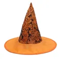 Detail of orange Oxford cloth witch hat with black bat pattern for Halloween - One Size / Yellow Bat Print Style