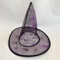 Halloween purple spider web mesh witch hat for magic themed costume parties and cosplay - One Size / Purple Spider Web Style (JQ-W6-D)