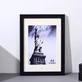 Marco de fotos A4 negro minimalista moderno para escritorio con paspartú blanco puro - 4K (38x53cm) / Negro