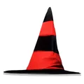 Halloween witch hat featuring bold black and red stripes, ideal for costume parties. - One Size / Red Black Striped