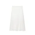 Primo piano dettagliato di una gonna midi in lino bianco minimalista con trama naturale - XS / Bottoms