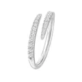 Eleganter silberner offener Ring mit Zirkonia-Pavé-Besatz in modernem Wickel-Design - Einstellbar Offen / Vollstrass Offener Stil (YD-774) / Silber