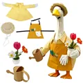 Gardener themed outfit set for porch goose statue with yellow apron and straw hat - 23 Inches / Yellow Watering Can Gardener Style / Five-Piece Set