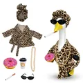 Trendy leopard print plush robe outfit set for porch goose with fun accessories - 23 Inches / Leopard Print Headband Bathrobe / Set