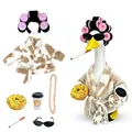 Funny porch goose costume accessory set with cow print robe and pink hair rollers - 23 Inches / Light Coffee Cow Print Hair Curler Bathrobe / Set
