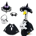 Spooky Halloween porch goose costume set featuring ghost cape, witch hat, and bowtie accessory - 23 Inches / Ghost Pumpkin / Four-Piece Set