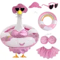 Pink polka dot bikini swimwear costume set with heart sunglasses for porch goose statue - 23 Inches / Light Pink Bikini / Five-Piece Set