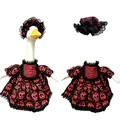 Red and black skull pattern dress and hat set for porch goose decoration - 23 Inches / Retro Lace Skull Lolita / Set