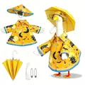 Halloween pumpkin pattern yellow raincoat and umbrella set for garden porch goose - 23 Inches / Castle Pumpkin / Five-Piece Set