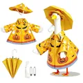 Halloween pumpkin raincoat outfit for porch goose including yellow umbrella and hat - 23 Inches / Bat Ghost Pumpkin / Five-Piece Set