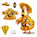 Halloween goose costume set with yellow skeleton pumpkin raincoat and accessories. - 23 Inches / Skeleton Pumpkin with Light / 6-Piece Set