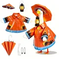 Halloween orange raincoat and umbrella set for garden porch goose - 23 Inches / Black Cat Pumpkin with Light / 6-Piece Set
