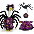 Halloween porch goose costume set featuring purple pumpkin dress and spider legs. - 23 Inches / Purple Spider Dress / Three-Piece Set