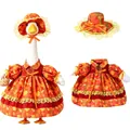 Festive autumn harvest maple leaf print dress and hat outfit set for porch lawn goose - 23 Inches / Thanksgiving Autumn Maple Leaf / Set