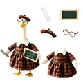 Teacher theme porch goose outfit set with plaid dress, beret, glasses, and chalkboard - 23 Inches / Retro Plaid Teacher / Five-Piece Set