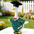 Graduation themed garden porch goose outfit with green shirt and black mortarboard cap - 23 Inches / Graduation Season - Green / Three-Piece Set