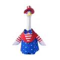 Patriotic USA flag themed star and stripe outfit set for porch goose garden decoration - 23 Inches / Independence Day Style 2 / Four-Piece Set