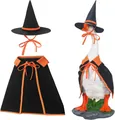 Halloween wizard costume set for garden porch goose statue, black and orange theme outfit - 23 Inches / Halloween Cape (Orange) / Two-Piece Set