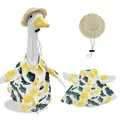 Garden porch goose costume set featuring tropical leaf print shirt and mini straw hat - 23 Inches / Yellow Green Leaves + Straw Hat / Two-Piece Set