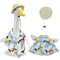 Tropical Hawaiian outfit set with straw hat for decorative porch goose yard figurine - 23 Inches / Coconut Butterfly + Straw Hat / Two-Piece Set