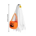 White ghost costume for porch goose with pumpkin basket, 60cm Halloween garden decor - 23 Inches / Halloween Ghost - Handheld / Two-Piece Set