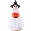 Halloween ghost costume for garden porch goose with witch hat and pumpkin basket - 23 Inches / Halloween Ghost - Mouth Bite / Three-Piece Set