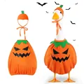 Festive Halloween pumpkin costume for porch goose with matching hat and jack-o-lantern face - 23 Inches / Halloween Pumpkin - Leg Cutout / Two-Piece Set