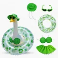 St. Patrick's Day garden goose outfit with green polka dot bikini and swim ring - 23 Inches / Green Bikini / Five-Piece Set