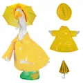 Bright yellow raincoat and umbrella set for porch goose garden statue decoration - 23 Inches / Yellow Raincoat Set / Three-Piece Set