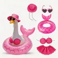 Pink polka-dot porch goose clothing set featuring mermaid ring and heart sunglasses - 23 Inches / Mermaid Tail Style - Pink / Five-Piece Set