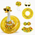 Yellow polka dot bikini outfit set with sunglasses for garden porch goose decoration - 23 Inches / Polka Dot Bikini / Five-Piece Set