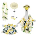 Hawaiian tropical shirt and hat outfit set for decorative porch goose garden lawn ornament - Suitable for 23 Inches / Top And Bottom / Four-Piece Set / Hawaiian Leaves Style