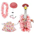 Porch goose summer outfit set featuring Easter egg shirt and pink lei accessories - Suitable for 23 Inches / Top And Bottom / Four-Piece Set / Hawaiian Easter Egg Style